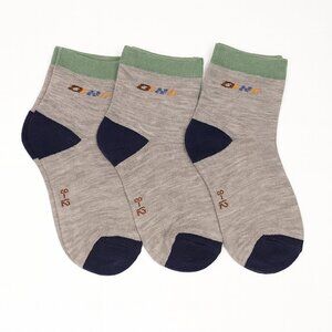 Kids 3-Pack Crew Socks Gray Black Green – New Without Tags – Soft Everyday Socks